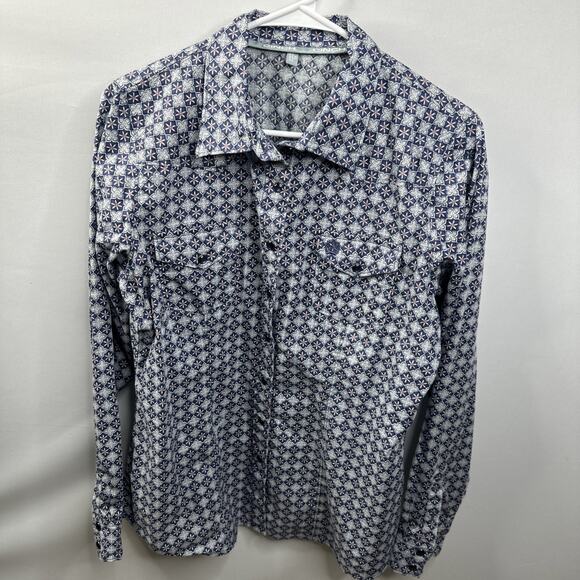 Cinch Women's Long Sleeve Blue Pink pearl snap Button Up Shirt - Size X - Picture 9 of 9